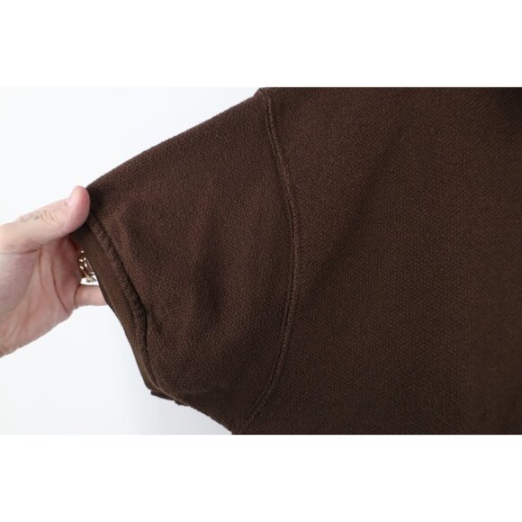 Vintage 90s Express Womens Small Faded Blank Baggy Fit Thermal Knit Polo Brown - Picture 6 of 12
